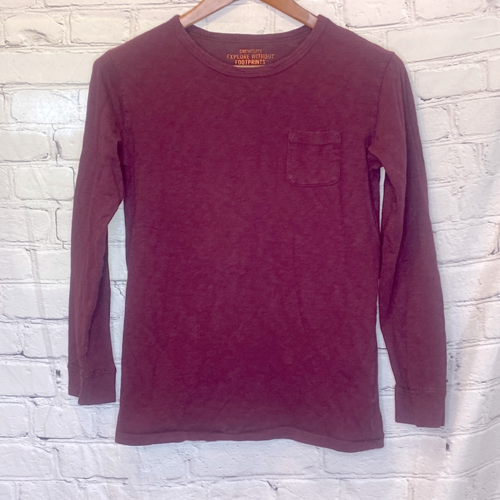 J. Crew Crewcuts Burgundy Pocket Long Sleeve T-Shirt Size 14 Excellent Condition